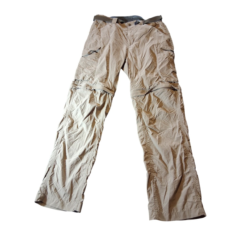 Columbia Mens Convertible Cargo Hiking Pants Tan 32x30 Zip Off Shorts Ripstop